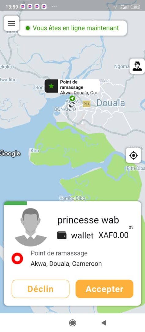 Chauffeur Step 11Apres l'idendité vérifiée, vouz pouvez maintenant recevoir des notifications de commande de courses. Tout ce que vous devez faire est d'accepter ou refuser