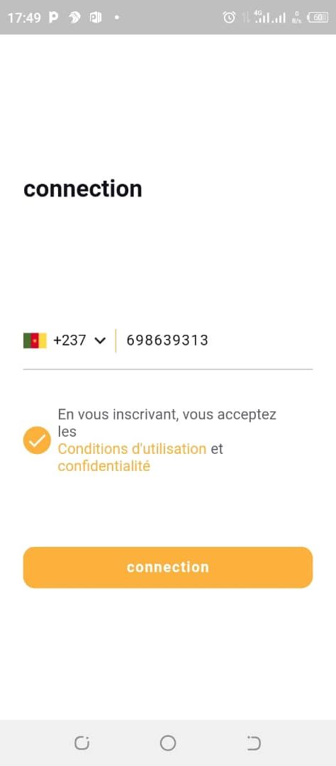 Chauffeur Step 2Choisissez la référence de votre pays ensuite inscrivez votre numéro de téléphone fonctionnel, acceptez les conditions puis confirmez