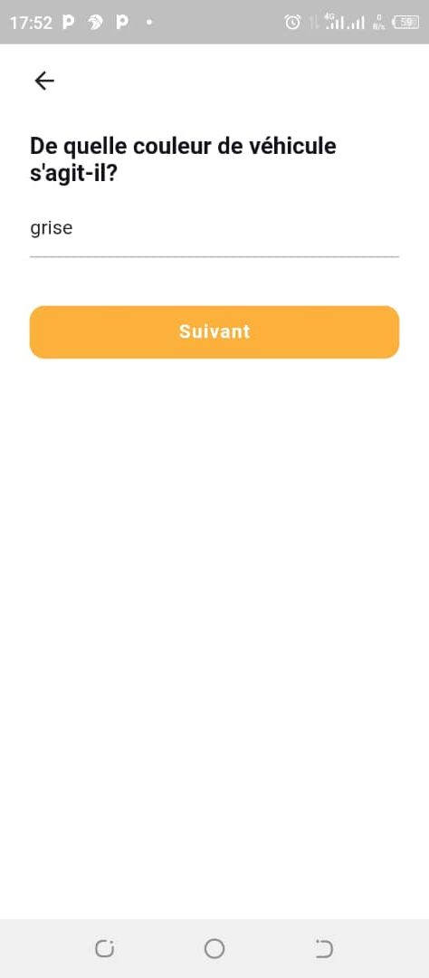 Driver Step 7Indicate the vehicle's color then tap on "next"