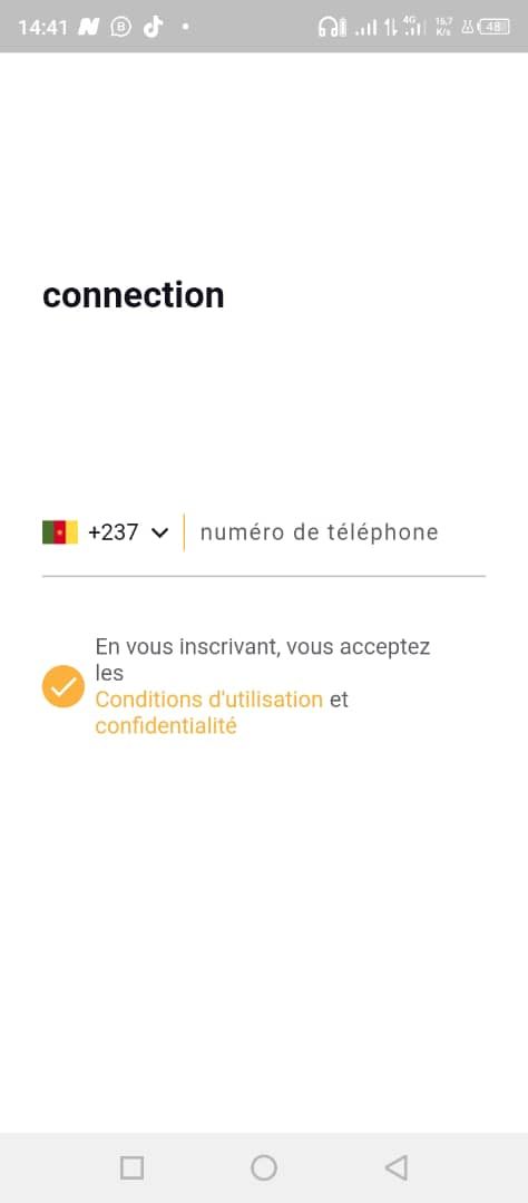 Client Step 2Vous sélectionnez la référence de votre pays ensuite vous inscrivez votre numéro de téléphone fonctionnel